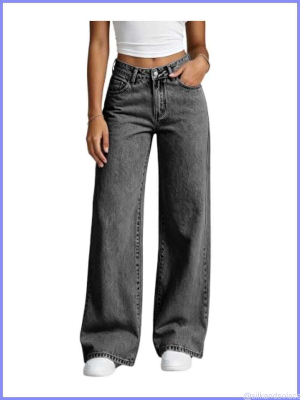 Women's Low Rise Wide Leg Baggy Jeans with Bow Embellished Back Pockets Y2K